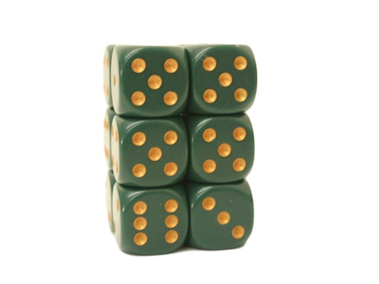 Chessex (25615): OPAQUE 12D6 DUSTY GREEN/COPPER 16MM