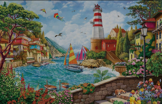 Sunsout 550pc Puzzle - Lighthouse and Sailboat