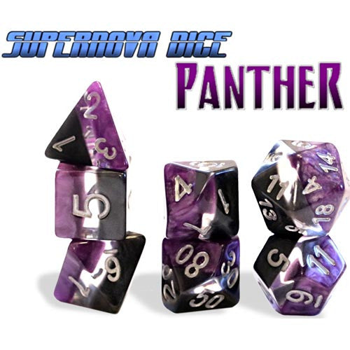 Supernova Dice: 7 Piece Set - PANTHER