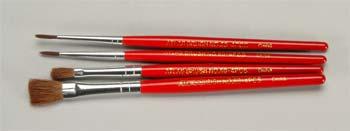 Red Sable/Camel 4pc Flat/Round Brush