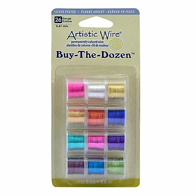 Artistic Wire BUY THE DOZEN 12 Pack Coloured Wire 26 Gauge (Silver Plated)