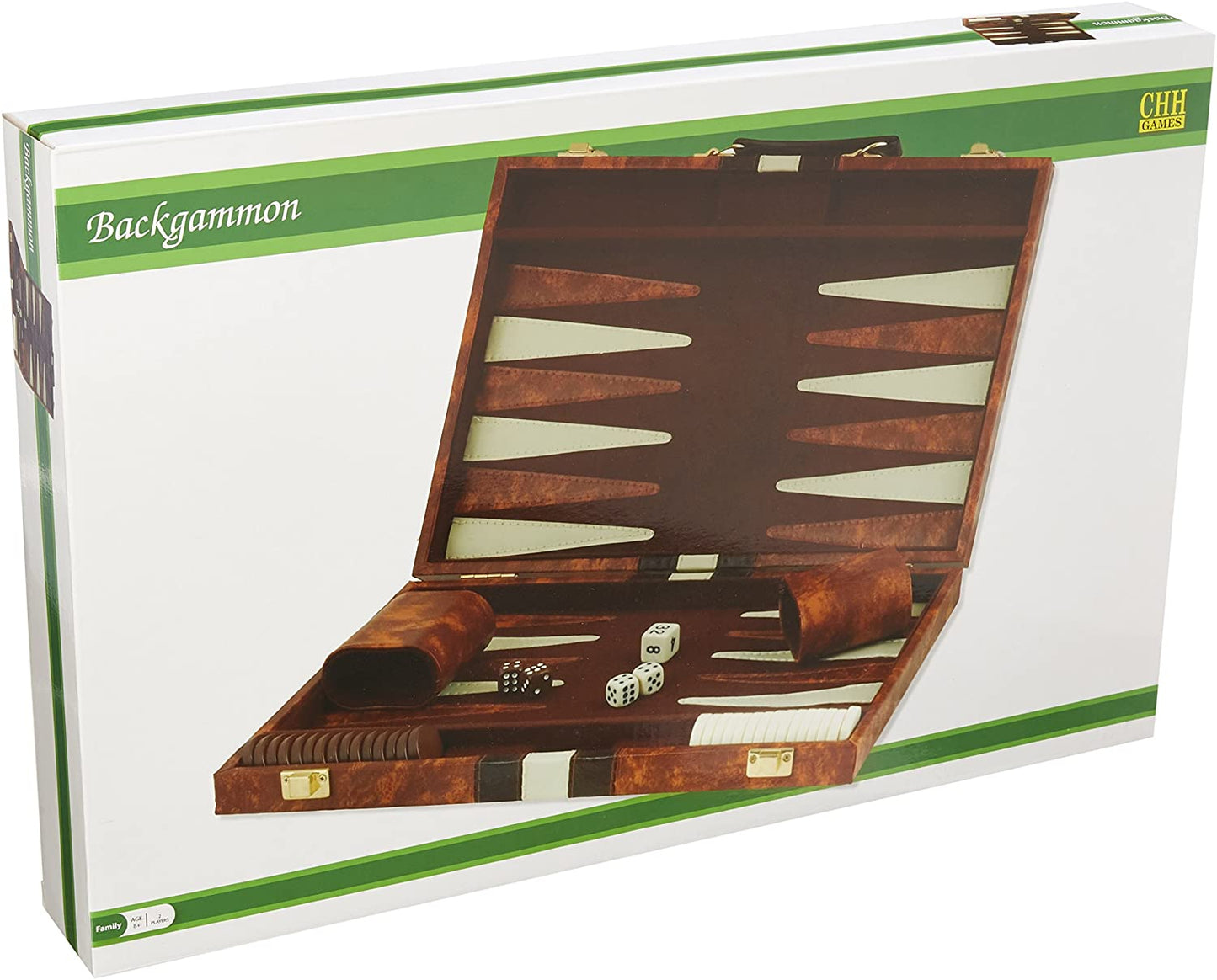 CHH 3011L 18" Vinyl Brown & White Backgammon