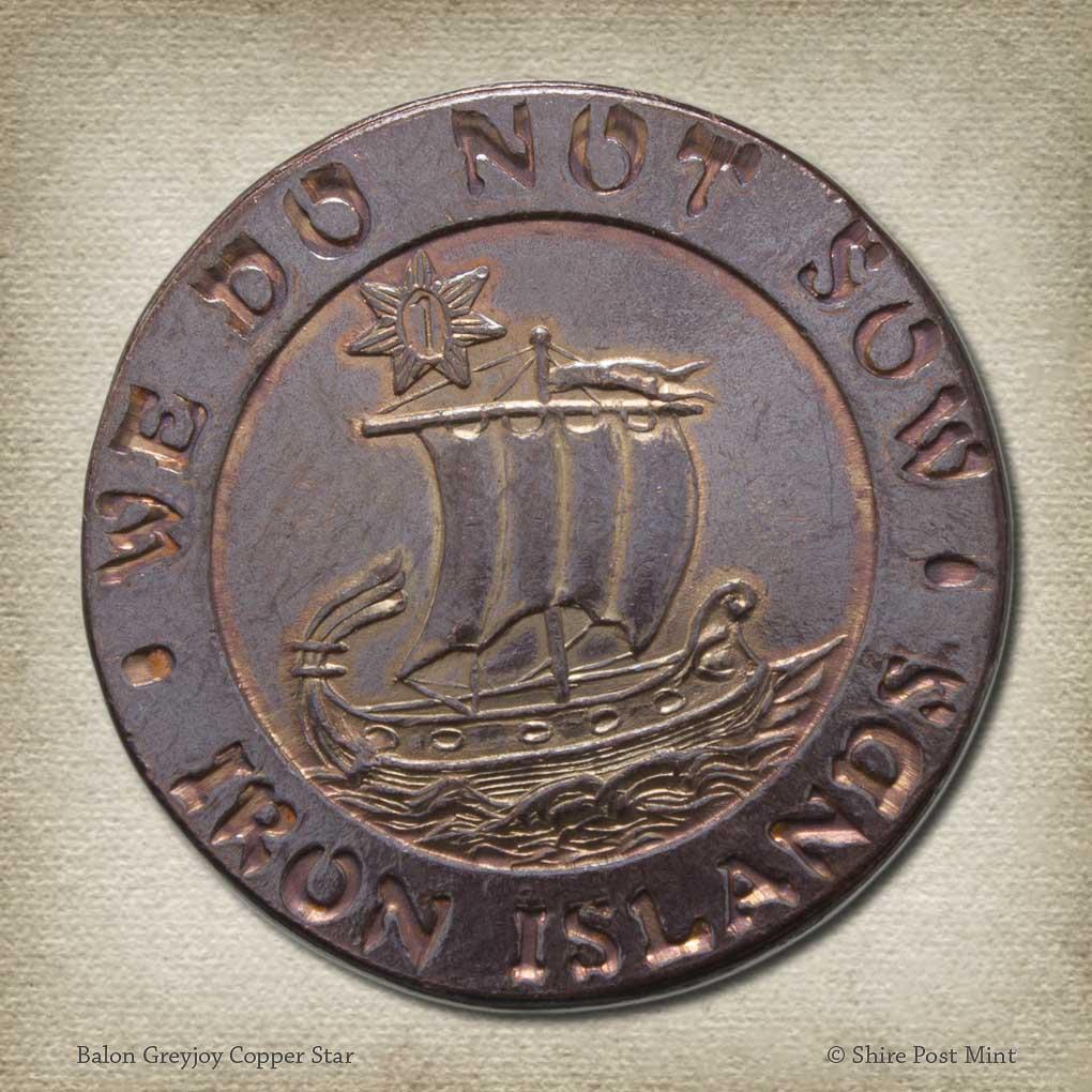 Game of Thrones Balon Greyjoy Copper Star Coin