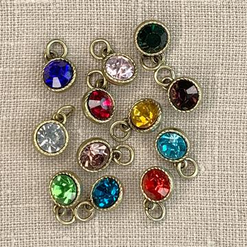 Birthstone Gem Charms, Antique Gold 12pc