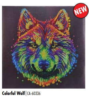 CAK-A187M- Colourful Wolf FRAMED CANVAS KIT