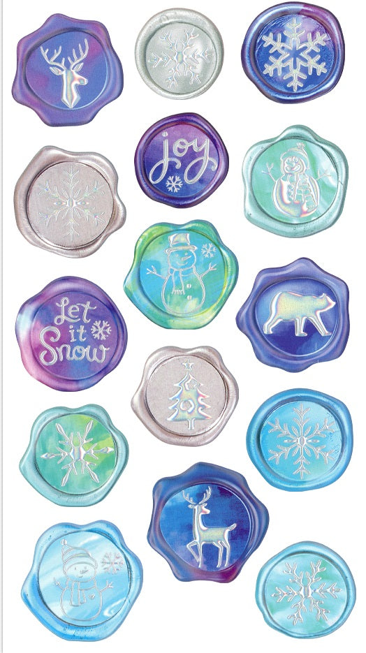 Holiday Stickers: 3.8"x6.9" 3D Foil Seals Holiday Icons