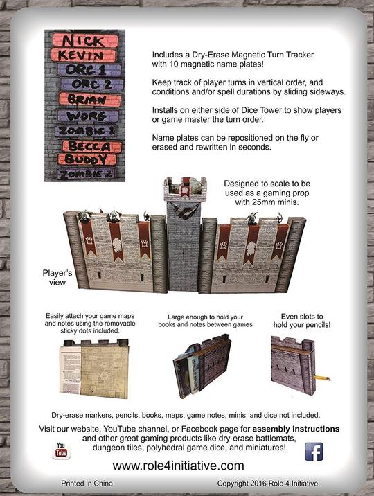 Castle Keep Dice Tower, 2 Castle Wall DM Screens with Magnetic Initiative Turn Tracker