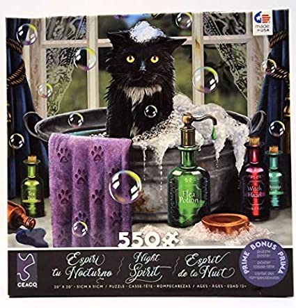 Ceaco Lisa Parker Night Spirit 550-Piece Puzzle Cats in Bath