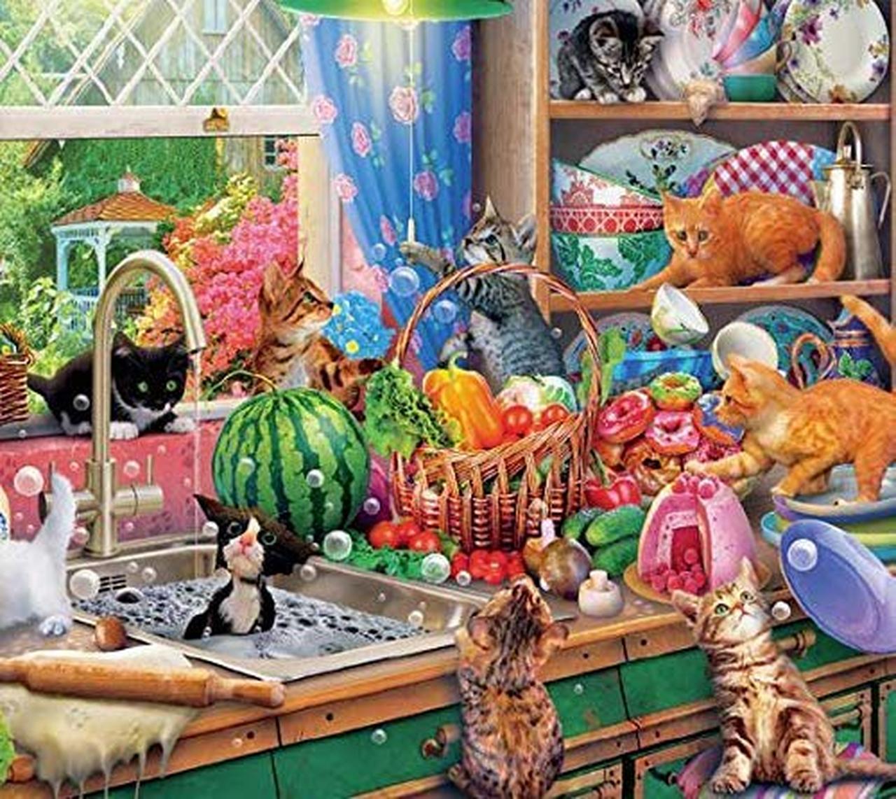 Paws Gone Wild: Kitchen Capers - 550pc Jigsaw Puzzle by Ceaco