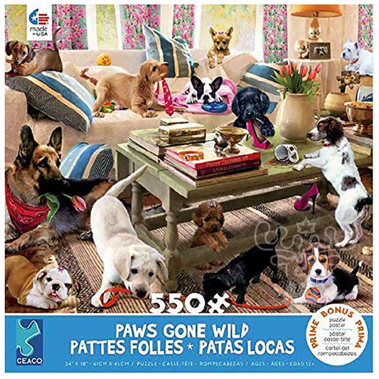 Ceaco Paws Gone Wild Living Room Rompers Puzzle 550pcs