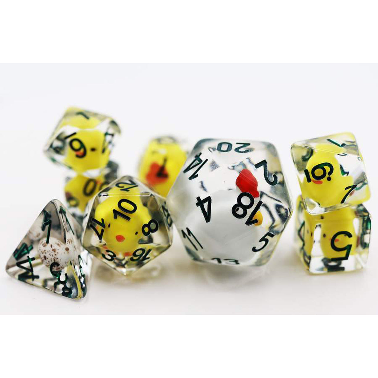 Chicken Farm 8pc RPG Dice Set with Huge D20