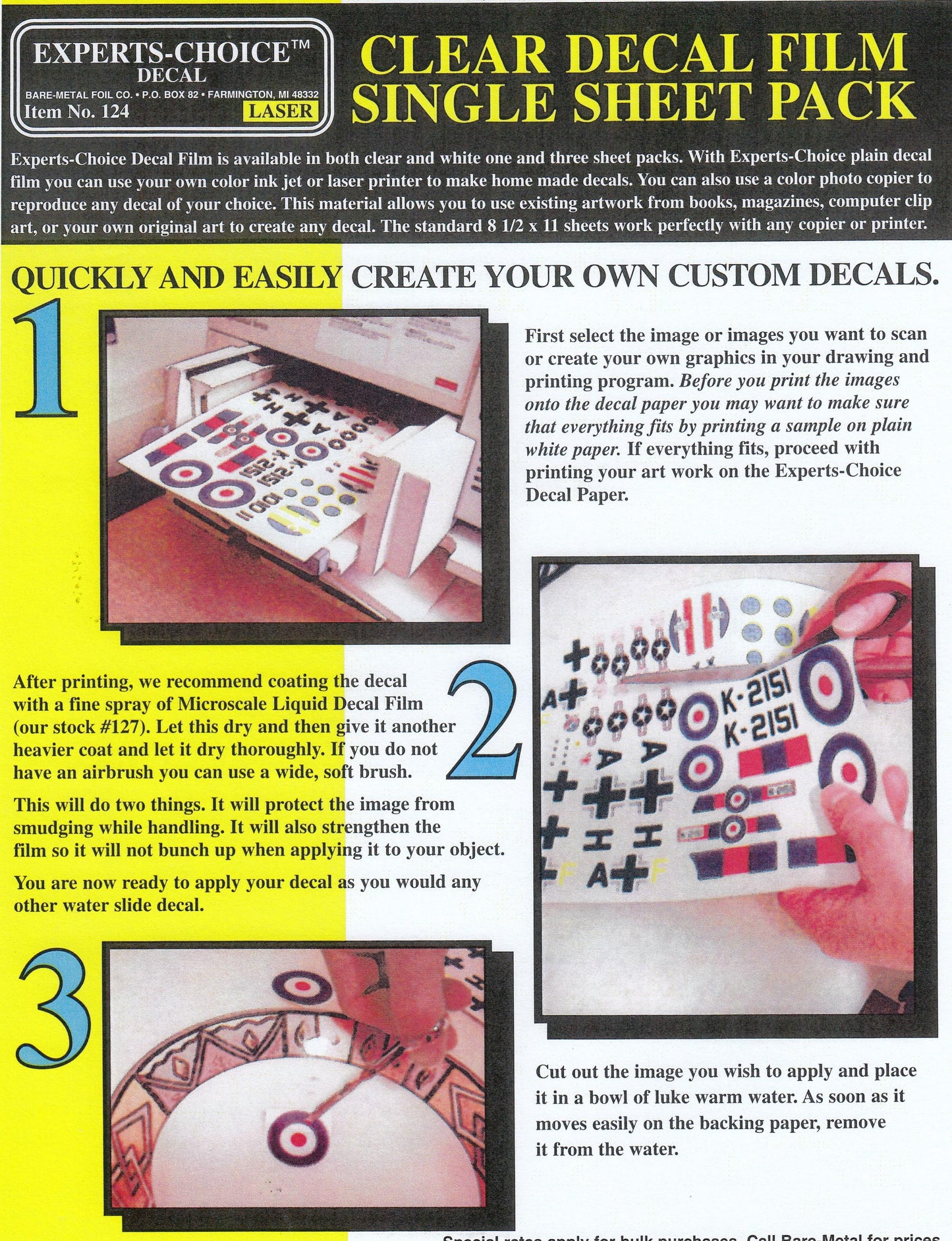 EXPERTS-CHOICE™ DECAL FILM SHEETS