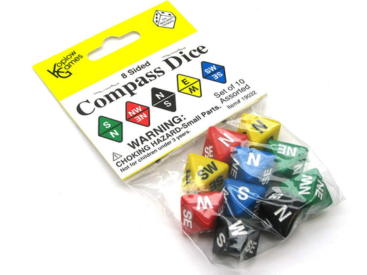 Assorted Compass Dice D8 Pack of 10 Koplow Games