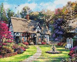 Craft Buddy Crystal Art Kit COUNTRY COTTAGE 40 x 50cm Pre-Framed 5D Art Kit