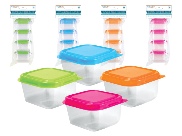 Craft/Bead Storage: 2.5"x1.5" Containers w/Lids 4/pk