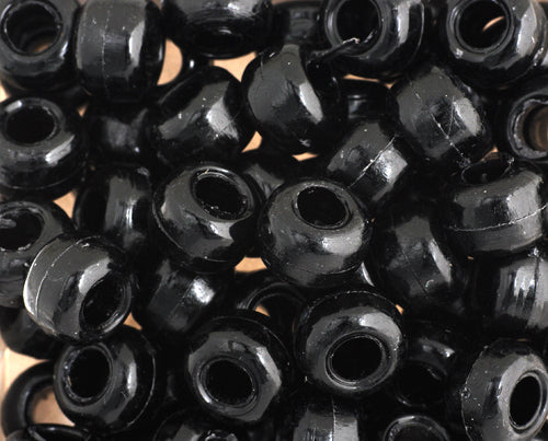 Opaque Black Crowbeads Pony Beads 9mm