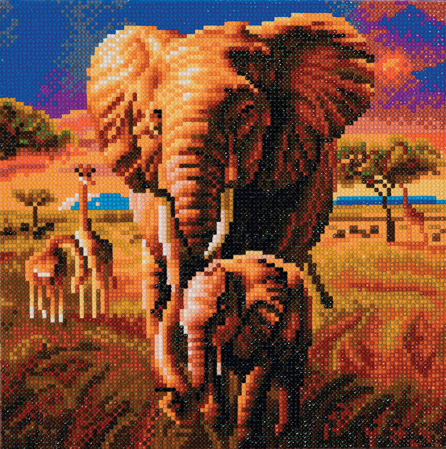 Craft Buddy Crystal Art Kit Elephant of the Savannah 30 x 30 cm Pre-Framed 5D Art Kit