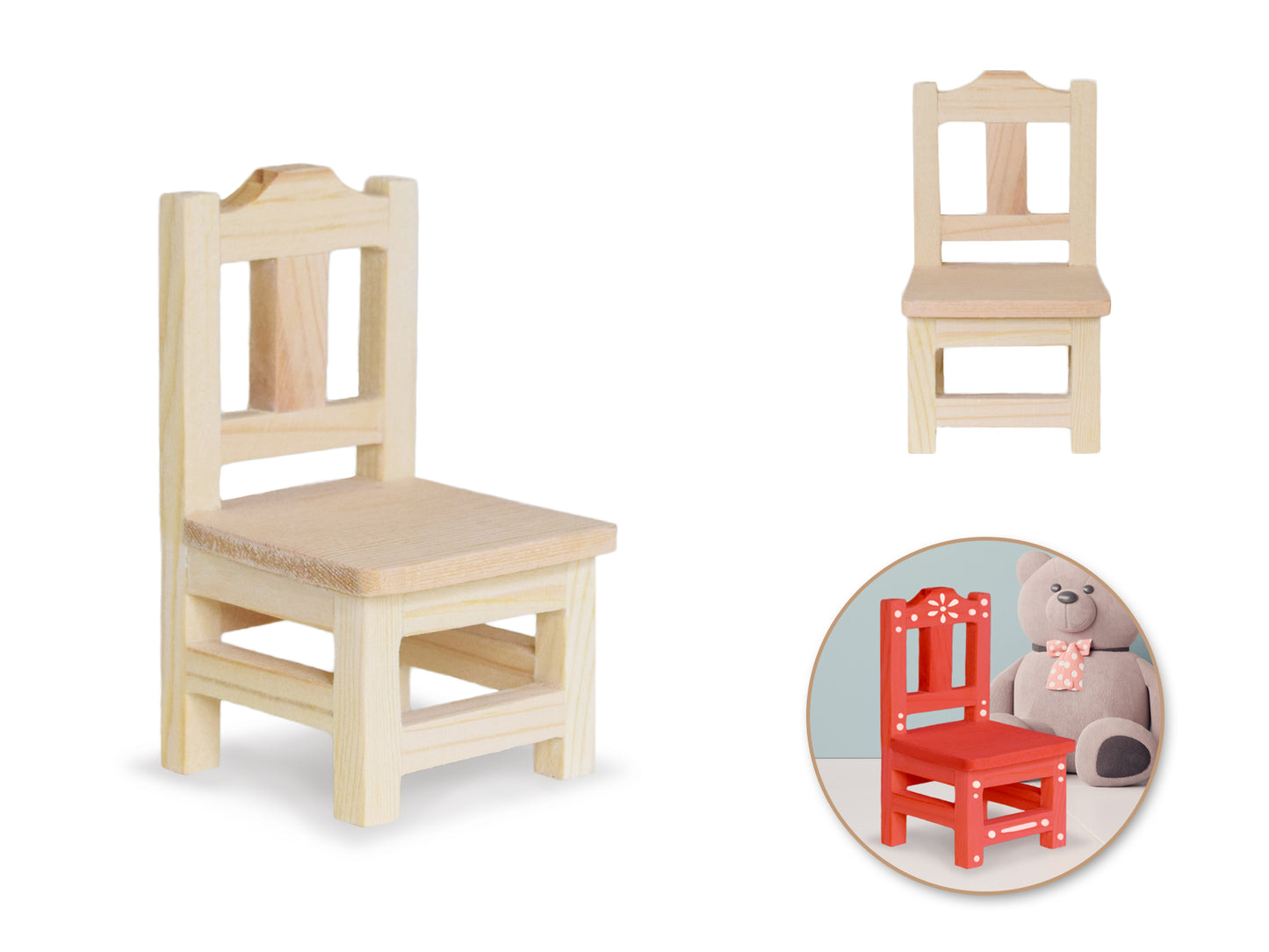 Wood Craft: 5.3x5.3x9.5cm DIY Mini Dining Chair