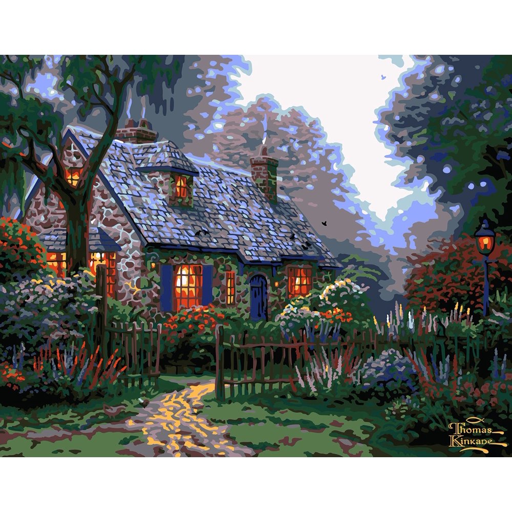 Craft Buddy Paint by Numbers Thomas Kinkade Candlelight Cottage Canvas Kit