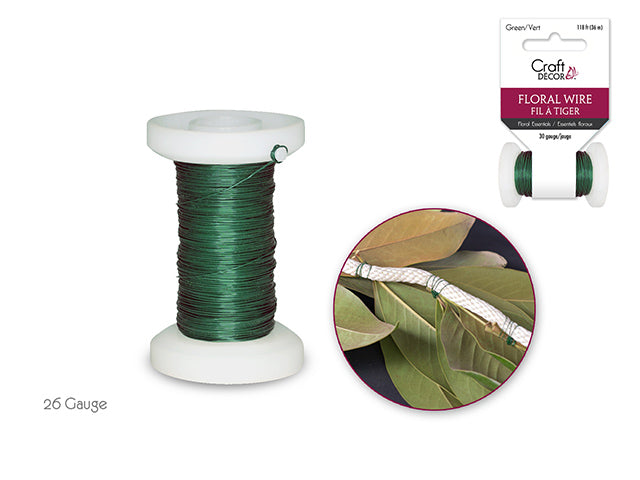 Floral Spool Wire: 30g Green 36m (0.30mm)