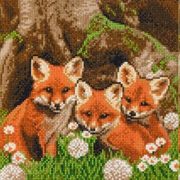 Craft Buddy Crystal Art Kit Fox Cubs 30 x 30 cm Pre-Framed 5D Art Kit