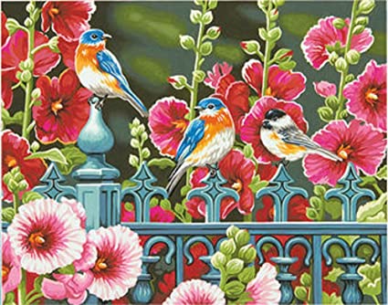 Paint Works Paint By Number Kit 14"X11"-Hollyhock Gate -91490