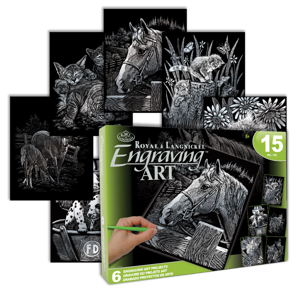 Engraving Art™ Silver Box Set Horse & Friends