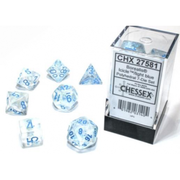 Chessex Borealis Polyhedral Icicle/light blue Luminary 7-Die Set