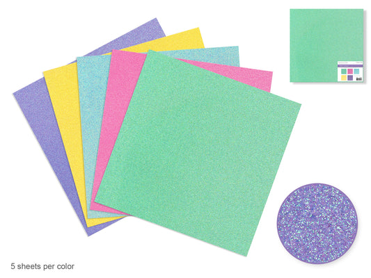 Scrapbook Paper: 12"x12" Glitter Cardstock 190gsm D) Iridescent