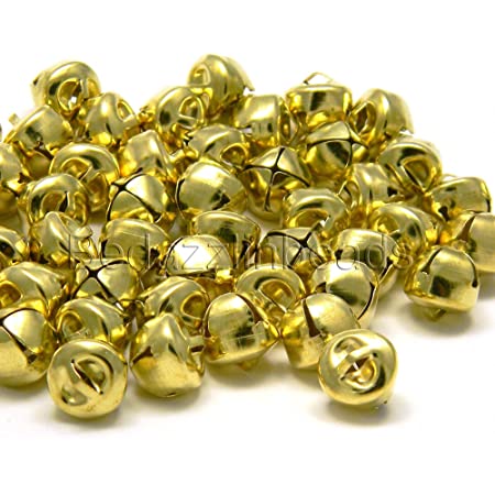 Round 10mm 3/8 Inch Craft Looped Iron Jingle Bells Gold