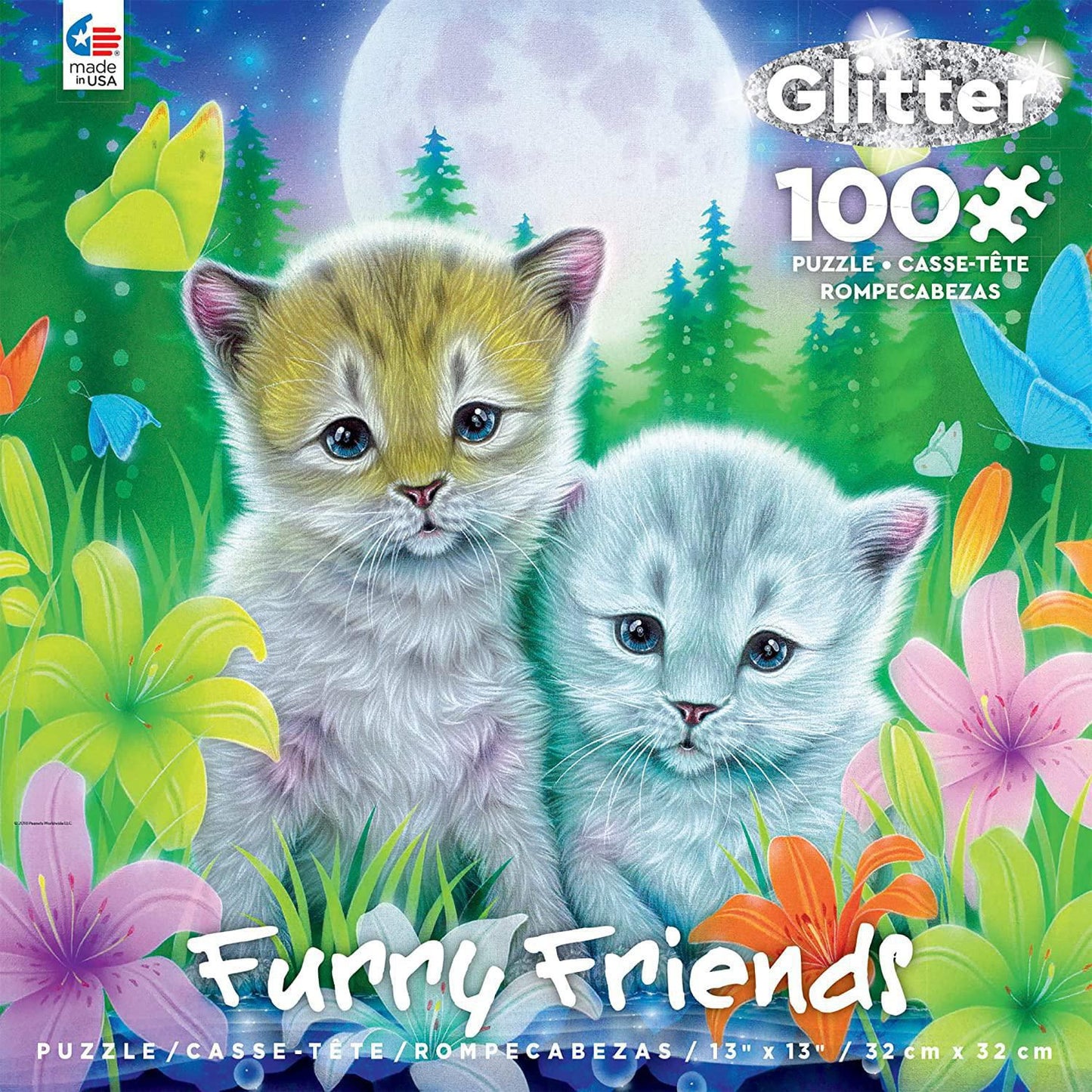 Ceaco Furry Friends Glitter 100-Piece Puzzle Cat Best Friend