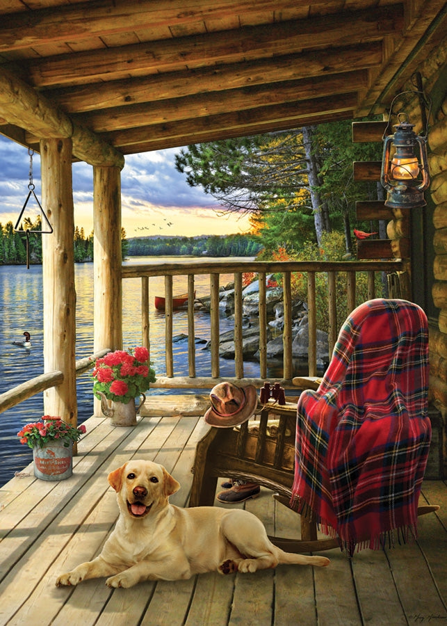 Cobble Hill Lake Cabin Labrador Tray Puzzle 35 pc