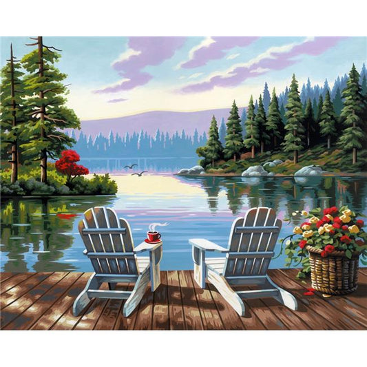 Dimensions 73-91729 20 x 16 in. Paint Work Number Kit, Lakeside Morning