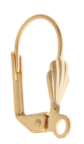 Lever Back Earwire w/Shell Shape & Ring  Gold LF/NF