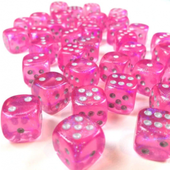 CHX Festive Dice: Luminary Pink w/ Silver 12mm d6 Block (36ct) 27984