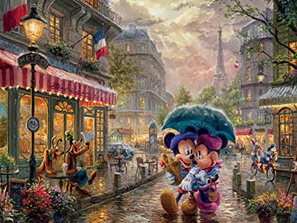 Ceaco Thomas Kinkade Ceaco Thomas Kinkade Disney Dreams - Mickey and Minnie in Paris Jigsaw Puzzle, 300 Pieces