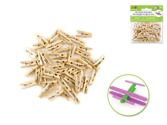 Craftwood: 1" Mini Clothespins Natural 45/pk