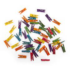 Colored Mini Wood Clothespins 45pc