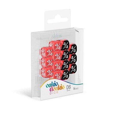 Oakie Doakie Dice D6 Dice 12 mm Marble/Gemidice Positive & Negative - Red (14)