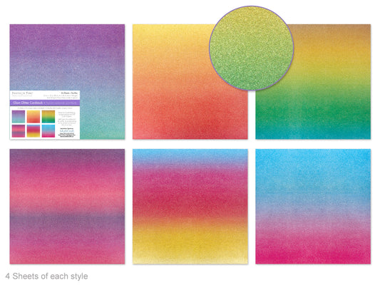 Scrapbook Paper: 12"x12" Glam Glitter Cardstock 190gsm Ombre Brights