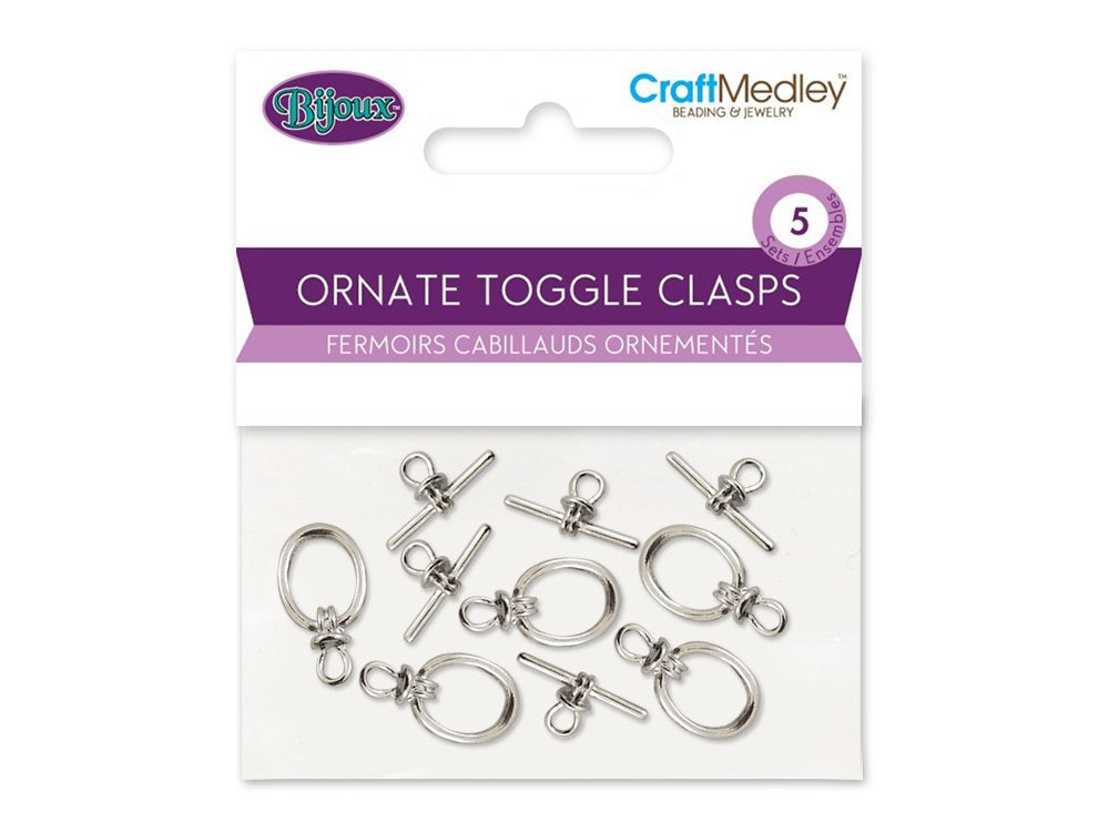 Craft Medley JF255C Jewelry Findings Ornate Toggle Clasps 5 Sets