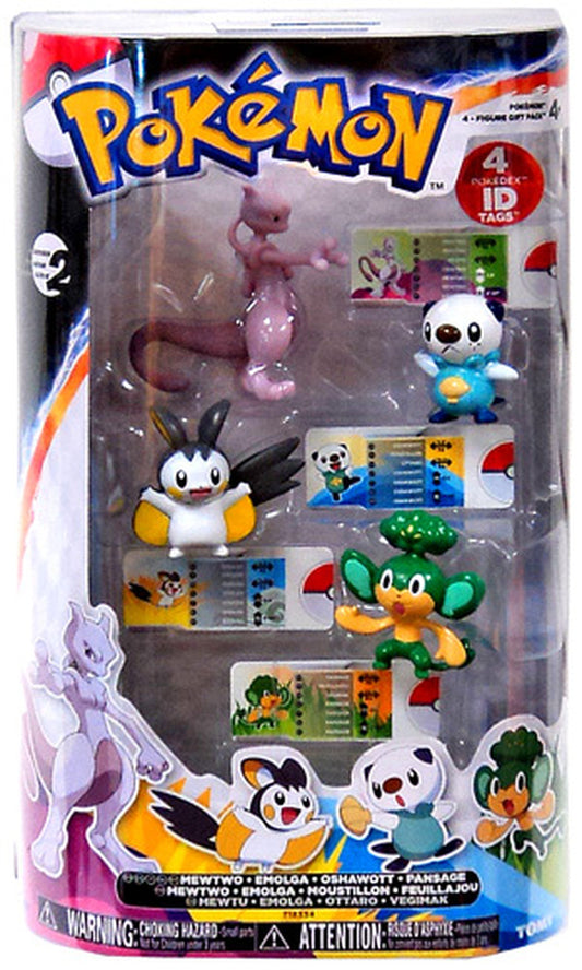 Pokemon Black & White Basic Mewtwo, Emolga, Oshawott & Pansage Figure 4-Pack