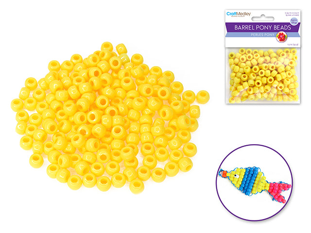 Pony Beads: 9mmx6mm Barrel Standard x175 F) Yellow