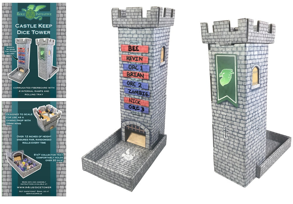 Castle Keep Dice Tower with Magnetic Initiative Turn Tracker