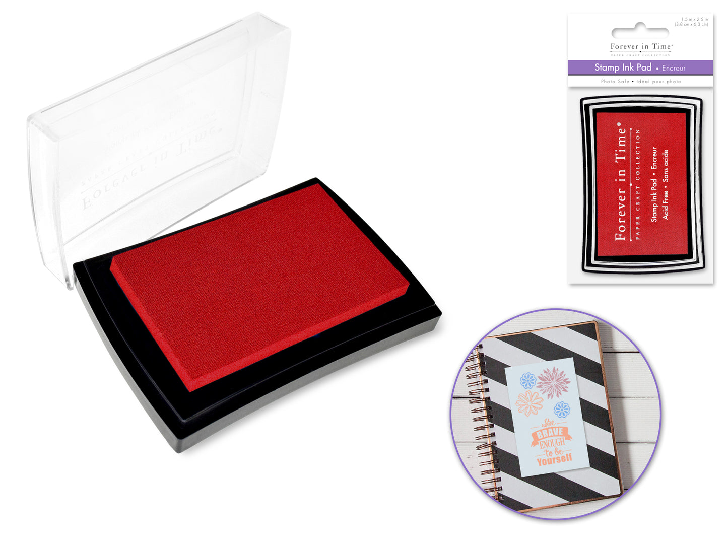 Stamp Ink Pad: 1.5"x2.5" Pigment Solid Color AcidFree