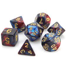 7 Piece RPG Set - Red and Blue Marble