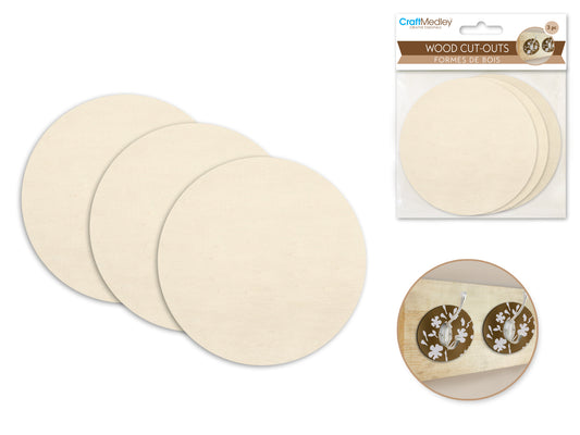 Wood Cut-Outs Round 3 pack 6mm(T) 8.7*8.7cm