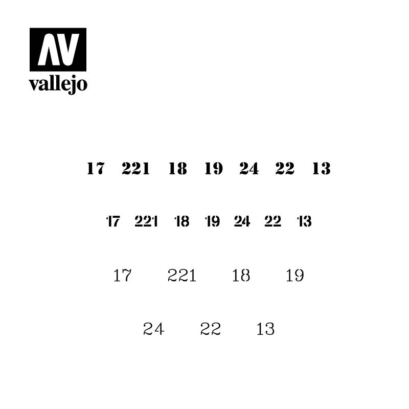 Vallejo Hobby Stencils ST-AFV003 Soviet Numbers WWII