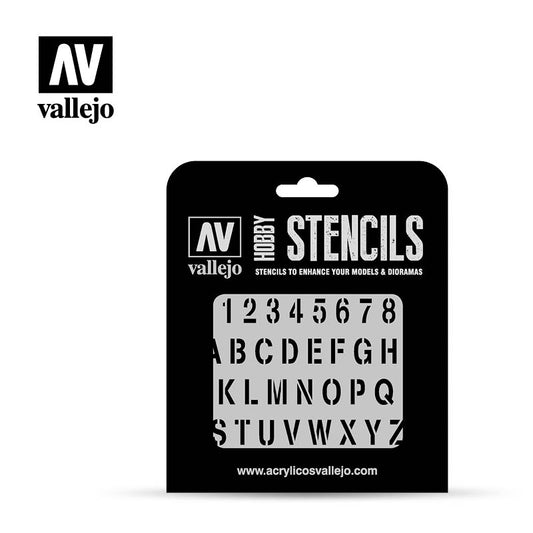 Vallejo Hobby Stencils ST-LET002 Stamp Font