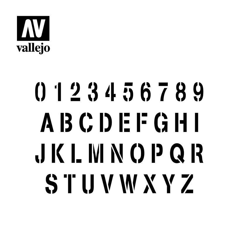Vallejo Hobby Stencils ST-LET002 Stamp Font